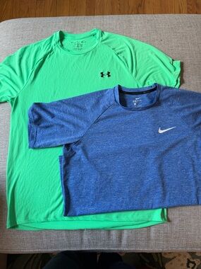 Bundle. Under Armour Neon Green Short-Sleeve Performance Tee and Nike Tee